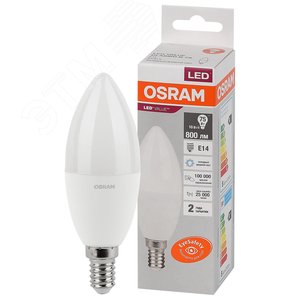 Лампа светодиодная свеча LED 10 Вт E14 6500К 800Лм 220 В (замена 75Вт) OSRAM