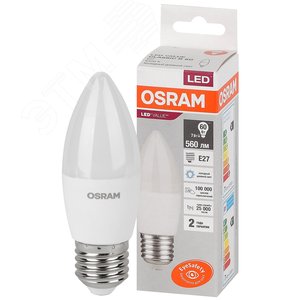 Лампа светодиодная свеча LED 7 Вт E27 6500К 560Лм 220 В (замена 60Вт) OSRAM