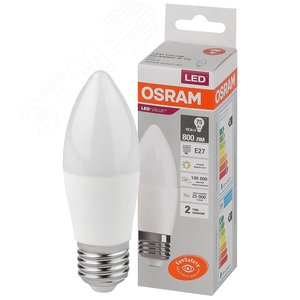 Лампа светодиодная свеча LED 10 Вт E27 3000К 800Лм 220 В (замена 75Вт) OSRAM