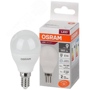 Лампа светодиодная шар LED 7 Вт E14 6500К 560Лм 220 В (замена 60Вт) OSRAM