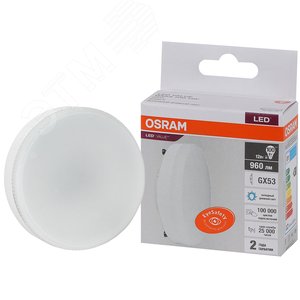 Лампа светодиодная LED 12 Вт GX53 6500К 960Лм таблетка 220 В (замена 100Вт) OSRAM