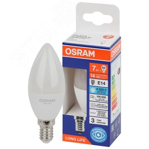 Лампа светодиодная свеча LED 7Вт Е14 6500К 600Лм 170-250В (замена 60Вт) OSRAM