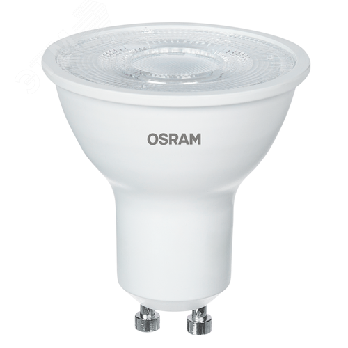 Лампа светодиодная LED 5Вт GU10 4000К 500Лм CRI95 спот 170-250В (замена 50Вт) OSRAM прозрачный      рассеиватель угол пучка 36 градусов