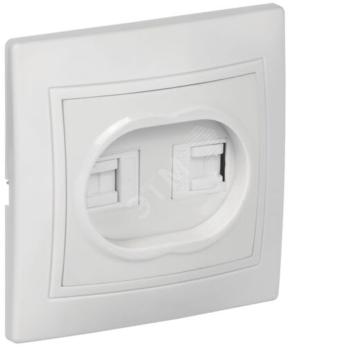 KVARTA Розетка 2-местная компьютерная RJ45 кат.5е РК12-КБ белый GENERICA