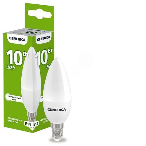 Лампа светодиодная C35 свеча 10Вт 230В 4000К E14