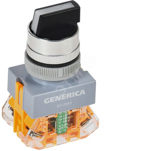 Переключатель D7-20X3 на 3 положения 1NC+1NO черный