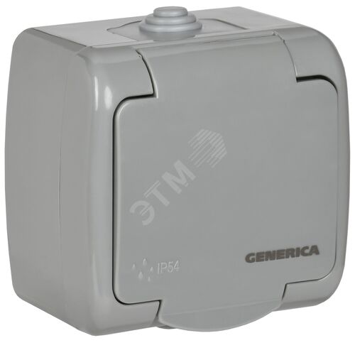 AQUATIC Розетка 1-местная с заземлением и крышкой для открытой установки 16А IP54 РСш12-2-А