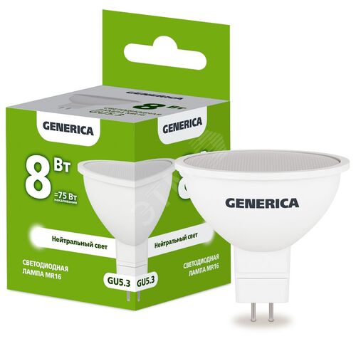 Лампа светодиодная MR16 софит 8Вт 230В 4000К GU5.3