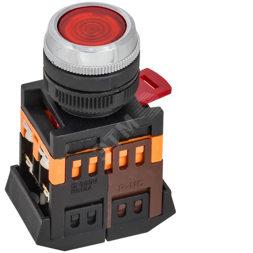 Кнопка ABLFS-22 красный d22мм неон/240В NO+NC