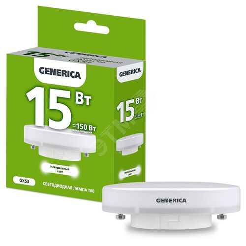 Лампа светодиодная T80 таблетка 15Вт 230В 4000К GX53