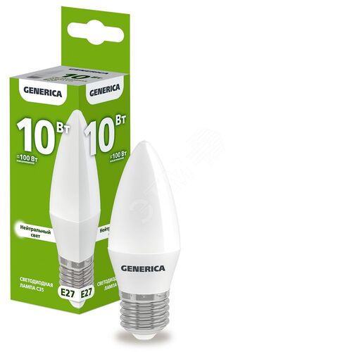 Лампа светодиодная C35 свеча 10Вт 230В 4000К E27