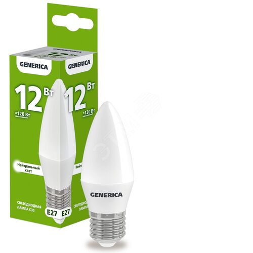 Лампа светодиодная C35 свеча 12Вт 230В 4000К E27