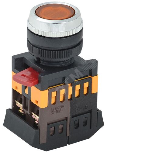 Кнопка ABLFS-22 желтая d22мм неон/240В NO+NC GENERICA