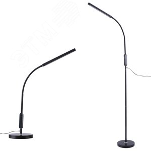 Торшер UЛм-T619 10W/3000-6500K/DIM BLACK напольный светодиодный 10W с регулировкой наклона Сенсорный выключатель Диммер черный