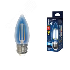 Лампа светодиодная Форма свеча прозрачная Серия Sky Белый свет (4000К) LED-C35-9W/4000K/E27/CL PLS02WH Картон ТМ