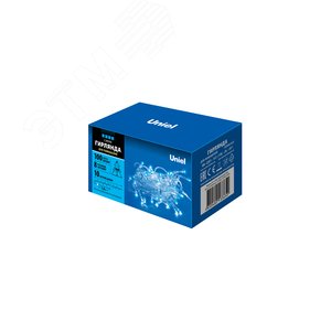 Гирлянда светодиодная 10 м 100 светодиодов синий свет прозрачный провод ULD-S1000-100/DTA BLUE IP20