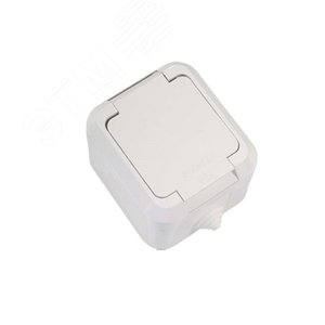 Розетка с крышкой белая в сборе брызгозащищенная IP44