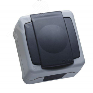 герметичная серая розетка с крышкой IP55 (винтовой зажим)