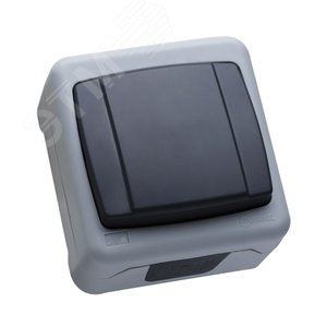Выключатель одноклавишный IP55 герметичный серый (пружинный зажим)