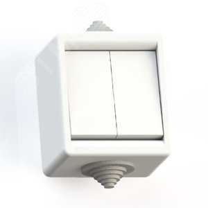 IP44 Выключатель брызгозащищенный открытой установки двухклавишный  А510-235, белый