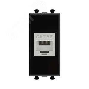 Avanti Компьютерная розетка RJ-45 без шторки      модульная, кат.5е экранированная, Черный квадрат 1модуль