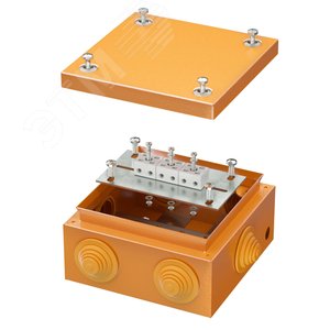 Коробка стальная FS с кабельными вводами и клеммниками IP55 150х150х80мм 6р  450V 6A  4мм.кв.