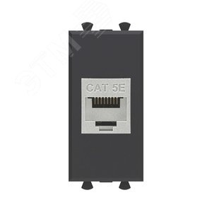 Avanti Компьютерная розетка RJ-45 без шторки модульная, кат.5е экранированная,  Черный матовый, 1 модуль