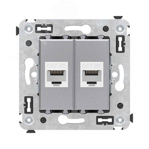 Avanti Компьютерная розетка RJ-45 без шторки в    стену, кат.5е двойная, Закаленная сталь