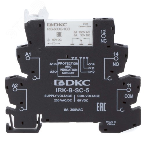 Реле интерфейсное, 1CO, коммутируемый ток 6 А, AgSnO, напряжение 230V AC/DC, винтовые клеммы