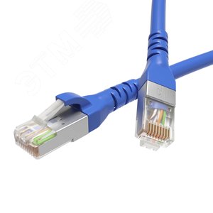 Патч-корд экранированный CAT5E F/UTP 4х2 LSZH синий 1.5м