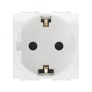 Электрическая розетка с заземлением, со шторками, белая, 2мод.