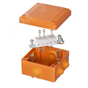 Коробка пластиковая FS с кабельными вводами и клеммниками, IP55,100х100х50мм, 5р, 450V,20A,10мм.кв