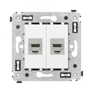 Avanti Компьютерная розетка RJ-45 без шторки в    стену, кат.5е двойная,экранированная Белое облако