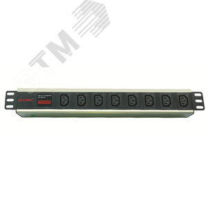 Блок розеток для 19 шкафов, 8 розеток IEC60320 С13, амперметр