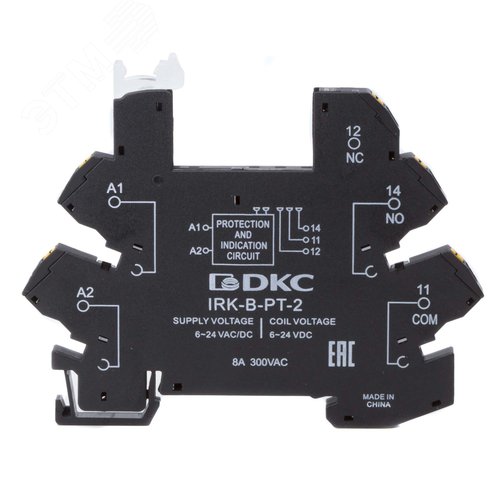 Колодка ультратонкая для реле RIS, входное напряжение 6-24V AC/DC, push-in клеммы