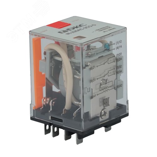 Реле миниатюрное силовое, 3CO, коммутируемый ток 16 А, AgSnO, напряжение 24V AC, опция – тест-кнопка+светодиод