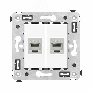 Avanti Компьютерная розетка RJ-45 без шторки в стену, кат.6 двойная экранированная,  Белое облако