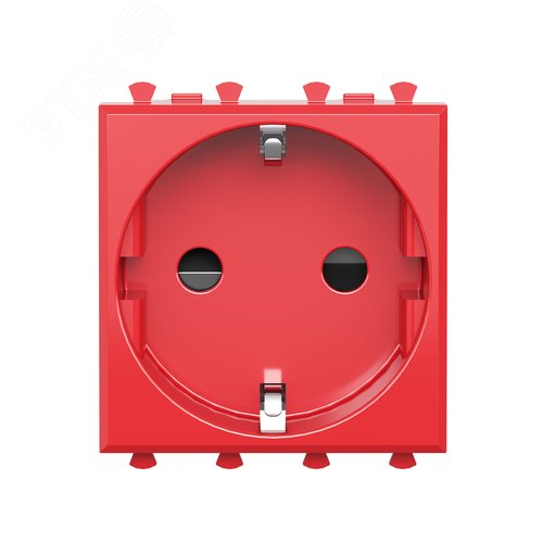 Avanti Розетка ''Красный квадрат'', 2P+E, с защитными шторками, 2 модульная