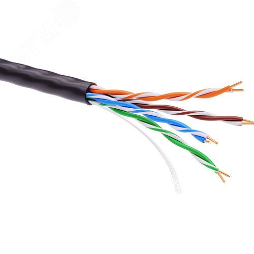 Витая пара U/UTP 4 пары CAT 5E светостабилизированный PE черный коробка 305м