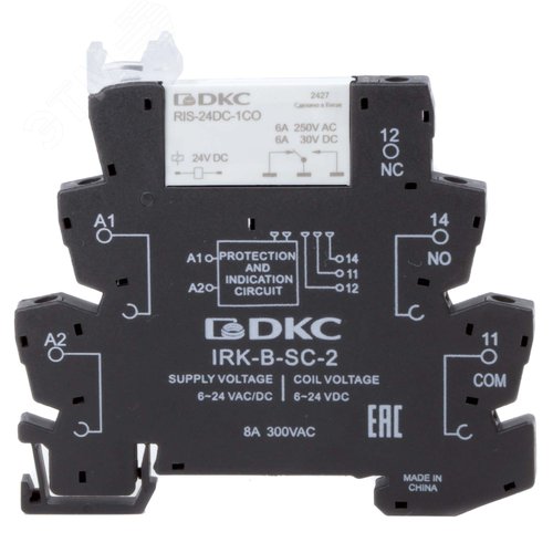 Реле интерфейсное, 1CO, коммутируемый ток 6 А, AgSnO, напряжение 24V AC/DC, винтовые клеммы