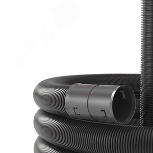 Труба двустенная ПНД гибкая для кабельной канализации д.110мм с протяжкой, SN8, 500Н,  в бухте 100м, цвет черный