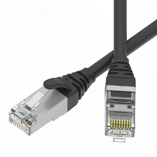 Патч-корд экранированный SLIM CAT6 S/FTP 4х2, 28 AWG, LSZH, чёрный, 1,5м