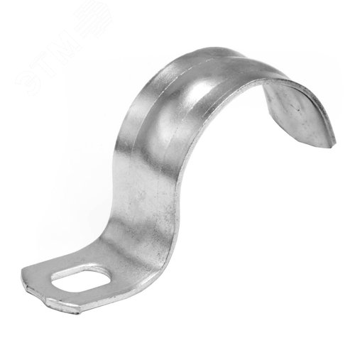 Скоба крепежная (держатель) однолапковая оцинкованная, д.19мм с крепежным отверстием 6,5 х 5 мм