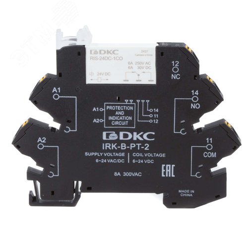 Реле интерфейсное, 1CO, коммутируемый ток 6 А, AgSnO, напряжение 24V AC/DC, push-in клеммы