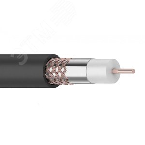 Кабель коаксиальный RG-6U+Cu 75 Ом Cu/Al/Cu 64% OUT черный 100 м