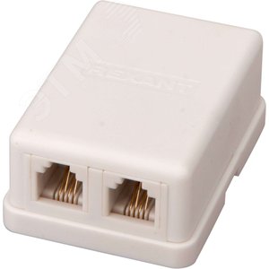 Розетка телефонная внешняя, 2 порта UTP, RJ-14    (6P4C), CAT 3 (50шт/уп)