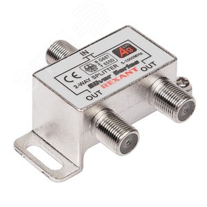 Делитель ТВ x 2 под F разъем 5-1000МГц Silver (3 F-разъема в комплекте)