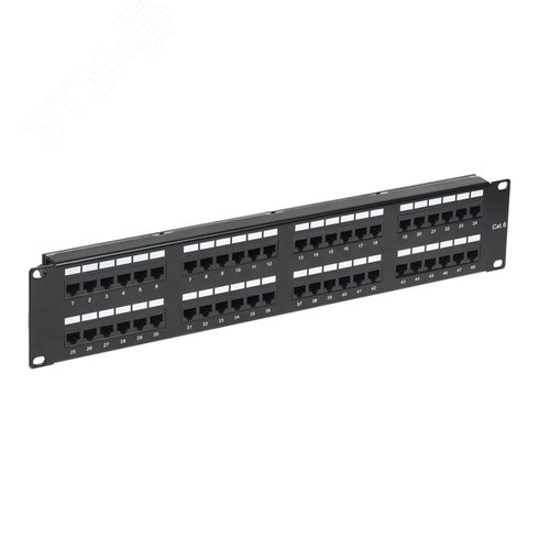 Патч-панель 19' CAT6 2U 48 портов UTP RJ45 Dual IDC с органайзерами