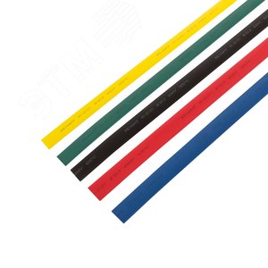 Термоусаживаемые трубки 12,0 6,0 мм, набор пять цветов, упаковка 50 шт. по 1 м, REXANT