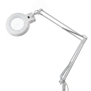 Лупа на струбцине круглая 8D с подсветкой, d-127мм, белая